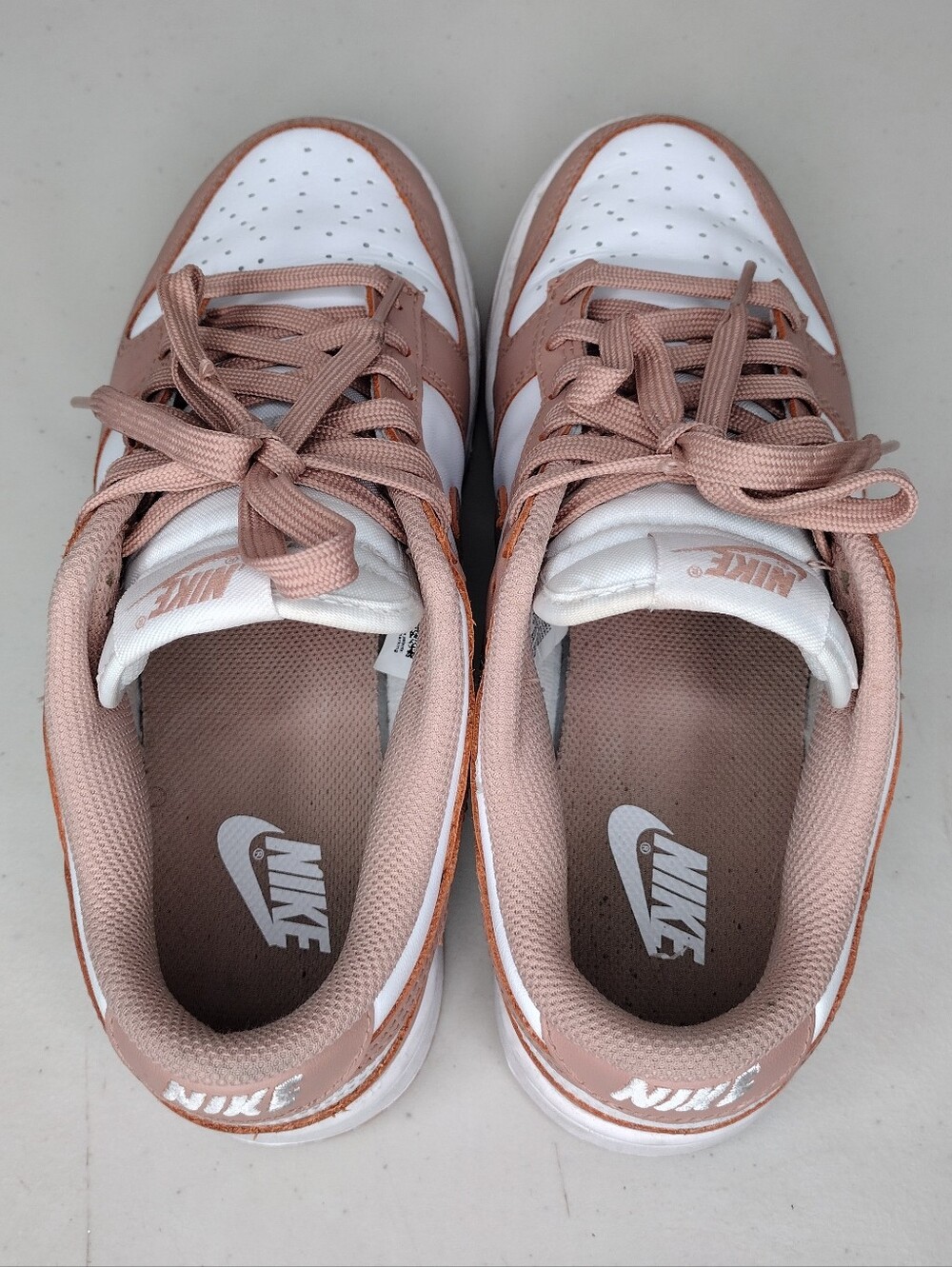 Nike White Dusty Pink Low Top Lace Up Sneakers Sz 8 - Picture 8 of 14